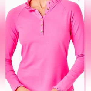 Lilly Pulitzer UPF50+ Luxletic Hutton Polo Isle Pink Sz M